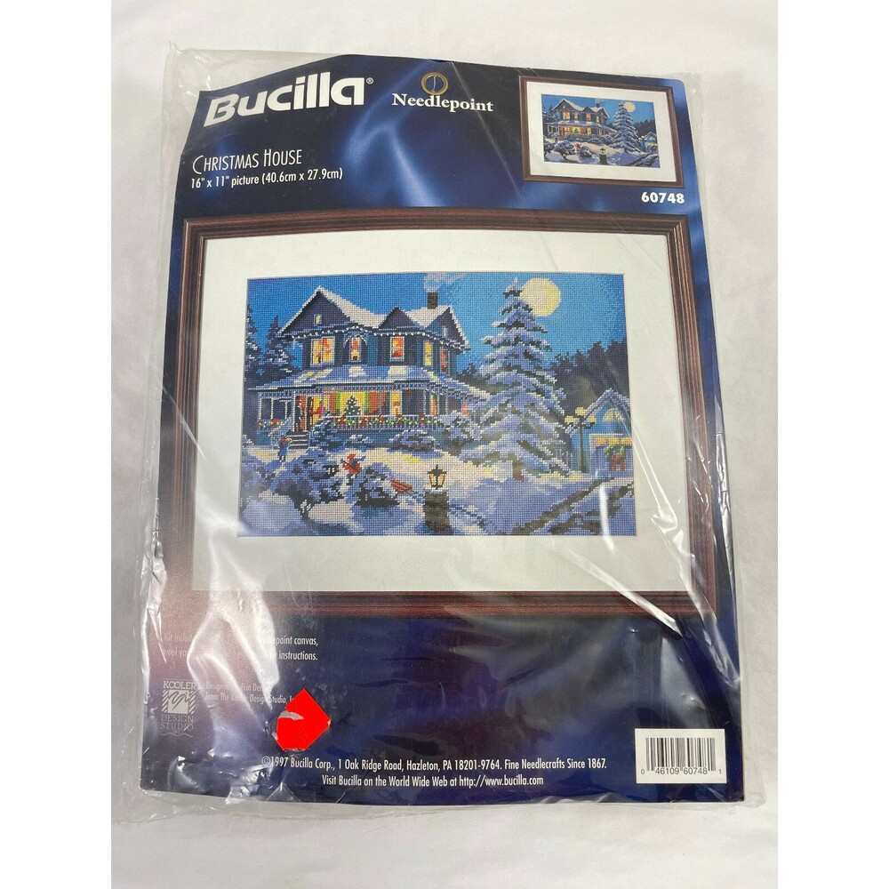 Bucilla Christmas House Needlepoint Kit 16" x 11" 60748 1997 Snow Winter